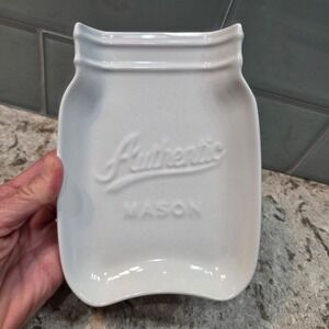 Home Essentials White Ceramic Mason Jar Spoon Rest Farmhouse Kitchen Decor